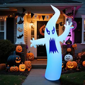 8.7FT Halloween Inflatable Ghost Outdoor Decoration, Scary Yard Decor with LED Light, Built-in Blower & Stakes for Holidays Outdoor Garden House Party