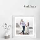iRahmen 12x12 Picture Frame Set of 4 with Tempered Glass, Display 10x10 Picture with Mat or 12 x 12 Without Mat, Mixed Color Wood Photo Frames for Tabletop Display and Wall Mounting