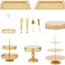 MTJYQTF Gold Cake Stand Set - 11pcs Metal Dessert Table Display Set for Party, Vintage Candy Table Display Sets for Wedding Birthday Baby Shower Housewarming Party Farewell Party CS004