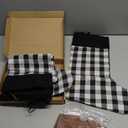 Aoriher 4 Sets Christmas Buffalo Plaid Stockings with DIY Wood Name Tags, 18 Inch Large Xmas Stockings Hanging Decorations with Tags for Christmas Fireplace Decor(Plaid,Black White B)