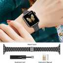 MioHHR Slim Metal Band Compatible with Apple Watch Band 42mm(Series 11 10) 41mm(Series 9 8 7) 40mm(Series 6 5 4 SE3/2/1) 38mm(Series 3 2 1),Stainless Steel iWatch Bands for Women,Black