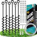 27" Ground Anchors Heavy Duty Shed Anchors Kit, Mobile Home Anchor with 3/16" Galvanized Cable and Turnbuckles for Sheds Canopy Gazebo Trampoline Swing Set(6x27in)