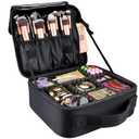 Gzcz Travel Makeup Bag,Portable Makeup Case for Women,Professional Cosmetic Train Case Organizer Artist Storage Bag With Adjustable Dividers Brushes Toiletry Jewelry Digital Accessories