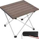 Grope Folding Camping Table with Aluminum Table Top, Beach Table for Sand with Carrying Bag, Prefect for Outdoor, Picnic, BBQ, Cooking, Festival (Coffee-M)