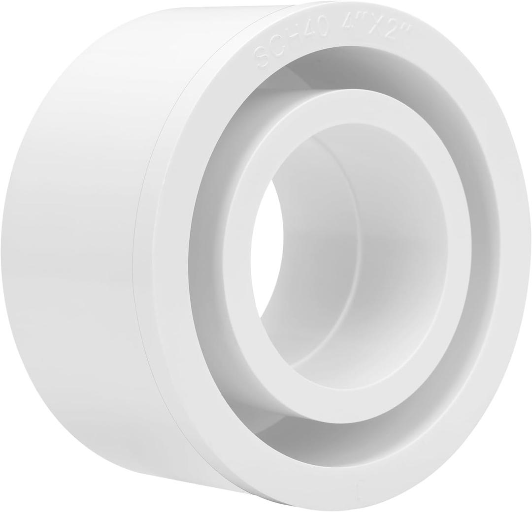 4"x 2" PVC DWV Reducing Bush Adapter Pipe Fitting SCH40 PVC Reducer Bushing (Socket x Socket) PVC Pipe Reducing Bushing Fitting for Home Sewer Plumbing
