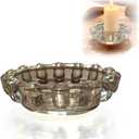 Bubble Glass Candle Holder – 5" Decorative Crystal Candle Dish, Thick Glass Tray for Tealights, Scented Candles, Aroma Stones & Reed Diffusers(Crystal Clear)
