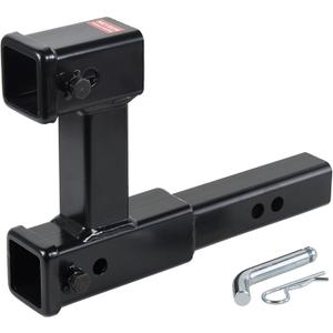 864131 Dual Hitch Receiver with 7-1/2 inch Rise/Drop, Receiver Hitch Extension with Hitch Pin & Clip, Fits 2 inch Hitch Receiver