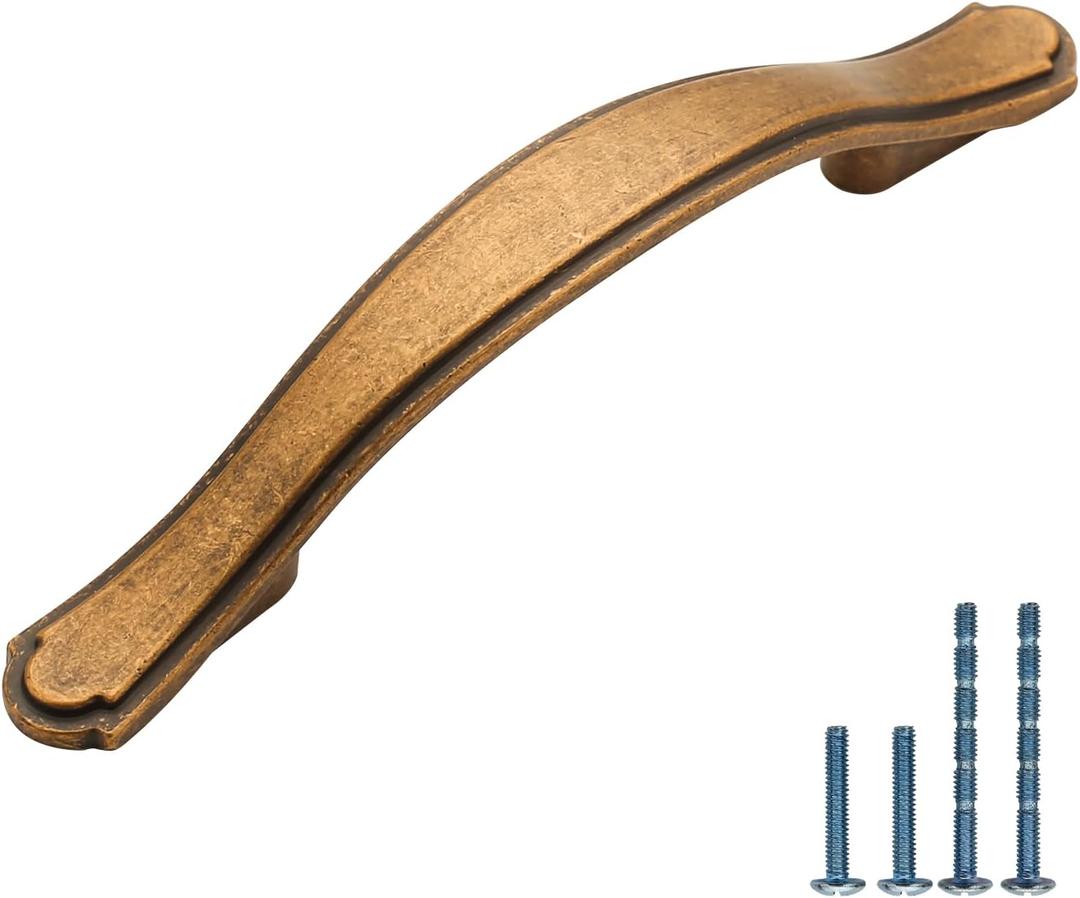 AOOTOCH 10 Pack Antique Brass Cabinet Pulls 3 Inch Kitchen Cabinet Handles Kitchen Handles for Cabinets Antique Drawer Pulls Retro Dresser Pulls Cupboard Handles