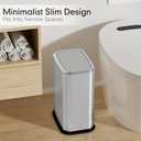 Bathroom Trash Can with Lid 8L/2.1 Gallon Silver Trash Can Small Garbage Can with Swing Top Lid Slim Stainless Steel Garbage Can with 100 Counts Trash Bags for Bathroom Bedroom Kitchen Office Toilet