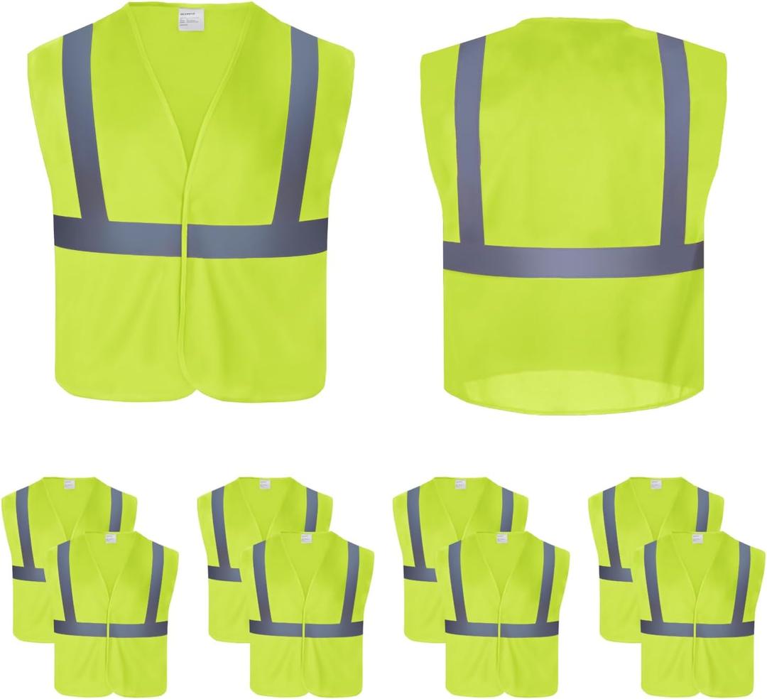 NORTHSKY 10 Pack High Visibility Safety Vest Reflective Lightweight Mesh Vest with Hook and Loop for Men Women (Yellow, L)