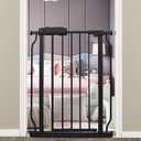 Narrow Walk Through Baby Gate 24.02-29.13 Inch Wide Auto Close Tension Black Metal Child Pet Indoor Safety Gates Pressure Mounted for Stairs& Doorways (24.02"-29.13"/61-74CM, Black)