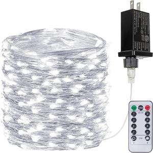 66Ft 200LED Fairy Lights Plug in with Remote, Waterproof String Lights Outdoor & Indoor 8 Modes with Timer, LED Twinkle Lights for Girl's Room Garden Patio Halloween Christmas Decorations (Cool White)
