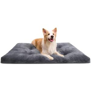 Dog Crate Bed Washable Dog Beds for Extra Large Dogs Deluxe Thick Flannel Fluffy Comfy Kennel Pad Anti-Slip & Anti-Scratch Pet Sleeping Mat, 41 x 27 Inch, Gray