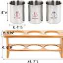 Lyellfe Silverware Holder for Countertop, Stainless Steel Cutlery Utensil Organizer with Bamboo Stand, Flatware Holder for Spoon, Fork, and Knife