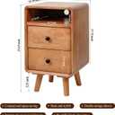 Nightstand, Solid Wood Night Stand, Mid Century Modern Side Table, 2 Drawers End Table w/Storage, Bedside Tables for Bedroom, 13.78 W x 13.78 D x 23.23 H Inches, Cherry Wood Color
