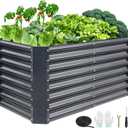 4x2x2ft Raised Garden Bed - Galvanized Deep Root Planter Boxes Outdoor with Wing Nuts and Safety Edges for Gardening Vegetables, Flowers, Herbs, Succulents - Gray (422FT(1pcs))