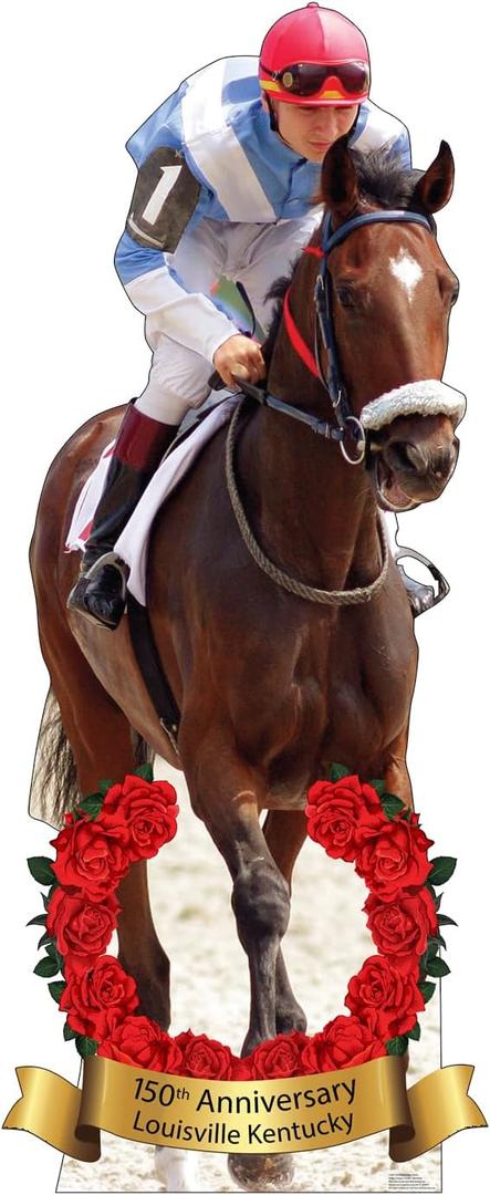 5pcs Cardboard People Horse and Jockey 150th Standee Life Size Cardboard Cutout Standup, 85 inches x 31
