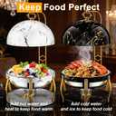 2Pack 8QT Gold Chafing Dishes for Buffet– Luxury Stainless Steel Round Chafer Set with Hanging Lid, Elegant Party Food Warmer for Weddings, Catering & Events (Gold, 8Qt*2Pack)