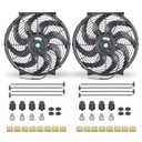 14 Inch Black Universal Slim Fan Push Pull Electric Radiator 12V High Performance Cooling Fan Mount Kit Set of 2