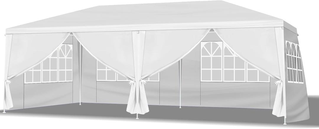 10x20 Party Tent, Outdoor Wedding Tents with 6 Removable Sidewalls, Gazebo Shelter for Parties Patio, Outside Waterproof Canopy Tents, Party Wedding BBQ Events Tent, White