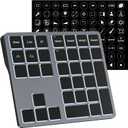 Doohoeek Tri-Mode Programmable Keyboard (BT/2.4G/Wired), Bluetooth Shortcuts Keyboard with 25 Custom Keys & Shortcuts Stickers & Backlit, Wireless Macro Keypad for Windows Graphic, Editing & Office