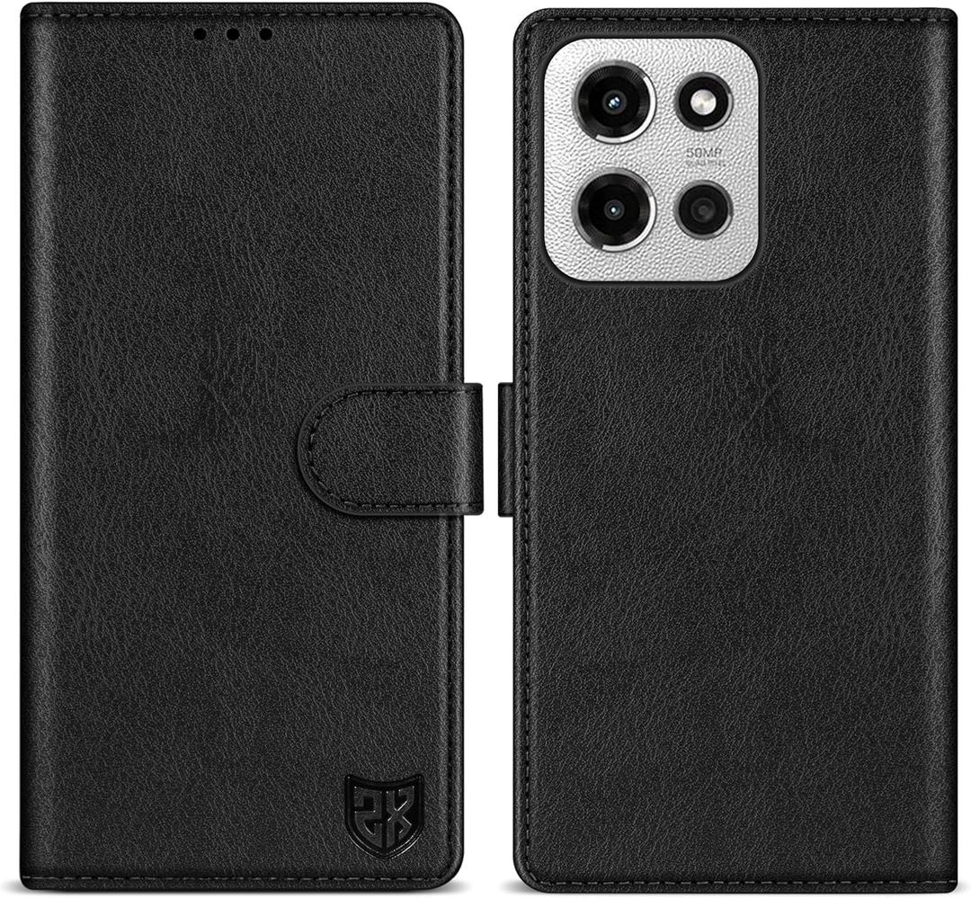 ZZXX for Motorola Moto G 5G 2025 Wallet Case with [RFID Blocking] Card Slot Kickstand Magnetic Closure PU Leather Flip Fold Protective Phone Case for Moto G 5G 2025 Case Wallet(Black-6.7 inch)