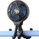 Portable Stroller Fan, USB or Rechargeable Battery Operated with 3 Speeds and 360°Rotate, Cooling Clip On for Baby Crib Travel Car Seat Black