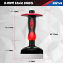 Rizom Chisel Set with Hand Protection, 3 Pcs Stone and Rock Chisel, Heavy Duty Masonry Tools including 11-Inch Point and Flat, 8-Inch Brick