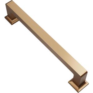 Alzassbg 10 Pack Champagne Bronze Cabinet Pulls, 5 Inch(128mm) Hole Centers Cabinet Handles Square Kitchen Hardware for Cabinets AL3046TGP