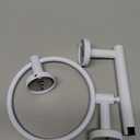 White Toilet Paper Holder & Towel Ring SUS304 Stainless Steel 2pc Bathroom Hardware Set with Double Post Pivoting Toilet Paper Roll Holder Wall Mount & Bathroom Towel Holder Set