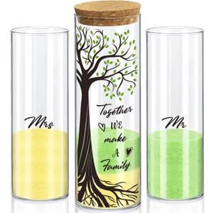 Cinrobiye Unity Sand for Wedding Ceremony Set Wedding Sand Ceremony Kit with Glass Vase Cork Stopper for Unity Ceremony Ideas,Anniversary & Engagement Keepsake (Tree)