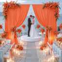 10 ft x 10 ft Wrinkle Free Orange Backdrop Curtain for Parties, 2 Panels 10ft Polyester Orange Photo Backdrop Drapes for Graduation Birthday Wedding Party Stage Curtains