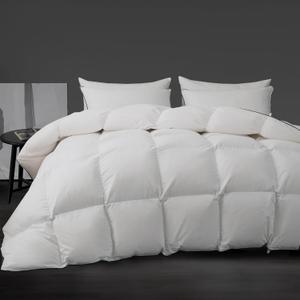 Luxury White Down Fiber Comforter - Down Fiber Duvet Core for All Seasons - Duvet Insert Queen Hotel Collection - Soft and Medium Warmth Comforters,Queen (90 X 90)