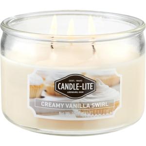 Candle-lite Scented Candles, Creamy Vanilla Swirl Fragrance, One 10 oz. Three Wick Aromatherapy Candle with 20-40 Hours of Burn Time, Off-White Color