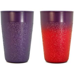 BiceThermo Drinking Cups, change color over 37° Celsius (98.6° F), 100% Recyclable Tumbler, For Hot Drinks, Dishwasher Safe, Made in Italy, 20cl, Purple/Red (Pack of 3)