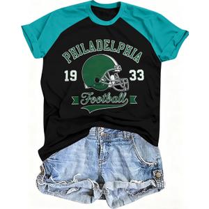 MNLYBABY Football Shirt for Women Game Day T-Shirt Football Fans Season Short Sleeve Tee Tops (XXL)