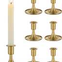 Romadedi Gold Candlestick Candle Holders - Brass Taper Holders Candle Stick for Wedding Table Centerpiece Festive Christmas Mantel Decoration Home Decor, Set of 6