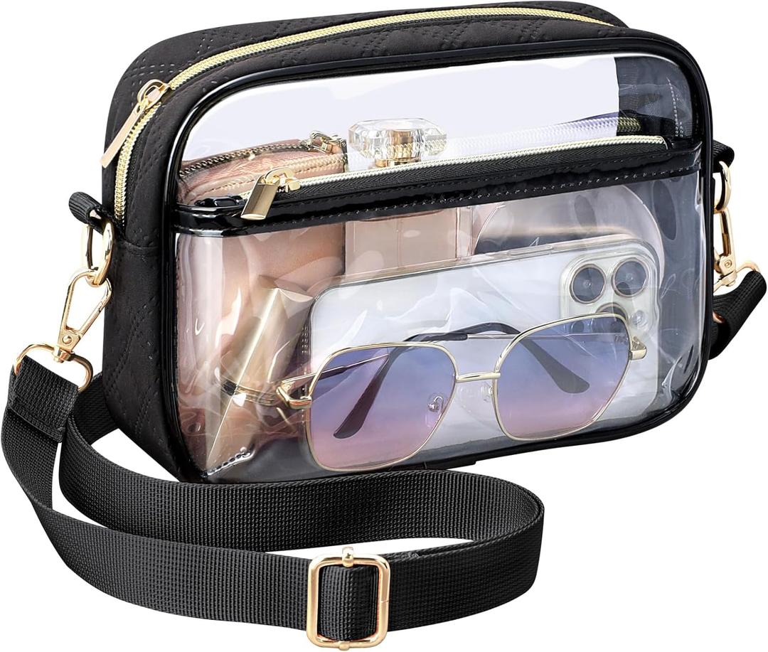 PACKISM Clear Bag for Stadium Events - Clear Purses for Women Stadium Crossbody Concert Bag for Game Day, Sports, Festival (Blazing Black)