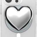 PopSockets Phone Grip for MagSafe, Magnetic Holder, Phone Stand, Silver - Heart of Silver (Silver PopOut)