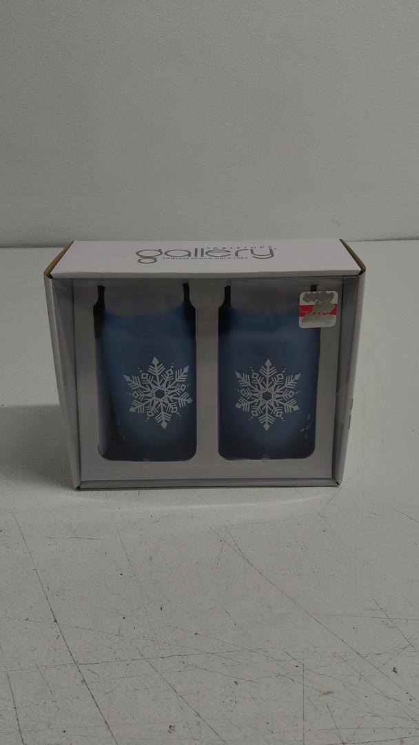 Tabletops Gallery Snowflake Soda Can Glass Set - Blue 