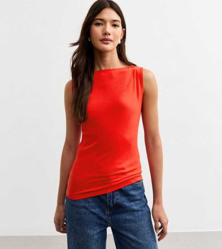 Women Sleeveless V-Neck Back Ruched Lined Stretch Jersey Top, X