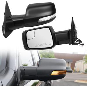 19-24 Left Driver Side Mirror Compatible with Ram 1500 2019 2020 2021 2022 2023 2024 2025, W/Heated/Power Folding/Power Glass/Puddle Light/Signal Light(14pins)
