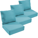 Outdoor Chair Cushions Set of 3, Waterproof 24x24 Patio Chair Cushion, 6" Thickened Seat Cushion for Outdoor Furniture, Couch Cushion Replacement, Include 3 Back & 3 Seat Cushions, Thick/CyanBlue