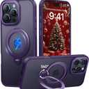 for iPhone 16 Pro Case 360Spin Magnetic Stand, Fit for MagSafe, Shockproof of Military-Grade Protection, Magnetic Phone Case for iPhone 16 Pro with Kickstand Rotatable 6.3 inch, Deep Purple