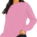 Urban CoCo Women's Solid Long Sleeve Crew Neck Knitted Pullover Sweater Tops (Pink, XL)