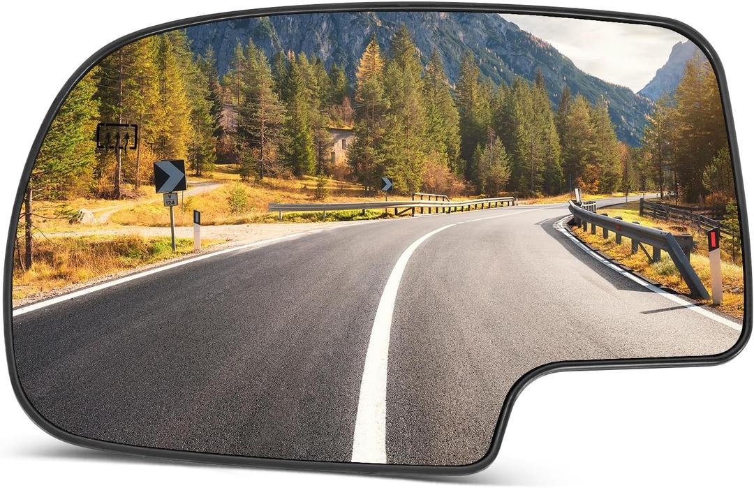 SCITOO Exterior Mirror Driver Side Glass Replacement fit for 2003 2004 2005 2006 2007 For Chevy For GMC Silverado Sierra 1500/2500 HD/3500 Classic Models with Power Heated