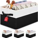 Large Shelf Storage Bins [4 Pack],Decorative Collapsible Storage Basket,Fabric Closet Organizer and Home Storage Cubes with Handles for Organizing Books, Clothes, Toys, NurseryBlack