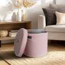 Storage Basket with Lid, Woven Blanket Storage for Living Room, Soft Cotton Rope Bin with Lid, Round Wicker Laundry Basket with Cover, Lidded Kid Dog Toy Box, Nursery Organizer, 15"x13", Pink, Large