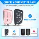 QBUC for Cadillac Key Fob Cover with Keychain Soft TPU Protection Case Compatible with 2020-2026 Cadillac Escalade Lyriq Optiq 6-Buttons(Chrome Trim Pink)