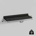 WOPITUES Floating Shelves with Black Metal Guardrail, Shelves for Wall Decor Set of 3, Wall Shelves for Bedroom, Bathroom, Kitchen, Living Room, Plants, Picture Frames, Art- Black, 15.7 inch